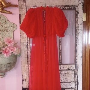 Vintage Red Sheer Robe